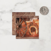 Carte De Correspondance Roue en Wagon Rustique Horseshoes Style Occidental (Devant/Arrière en situation)