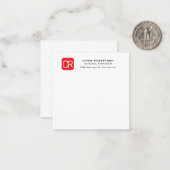 Carte De Correspondance Rouge Blanc Professionnel Uni Monogrammé (Devant/Arrière en situation)