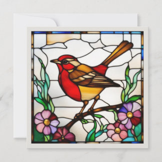 Carte De Correspondance Rouge-gorge lumineux en vitrail