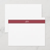 Carte De Correspondance Rouge Grenat, Initiales de Nom Monogrammées Gris B (Devant / Derrière)