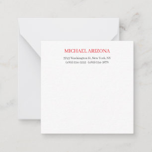 Carte De Correspondance Rouge Noir & Blanc Minimaliste Simple Moderne