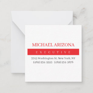 Carte De Correspondance Rouge Noir & Blanc Minimaliste Simple Moderne