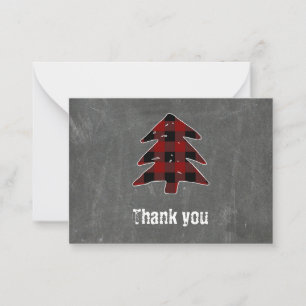 Carte De Correspondance Rouge noir Buffalo plaqué Joyeux Merci de Noël