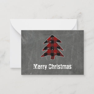 Carte De Correspondance Rouge noir Buffalo plaqué Joyeux Merci de Noël