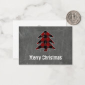 Carte De Correspondance Rouge noir Buffalo plaqué Joyeux Merci de Noël (Devant/Arrière en situation)