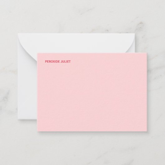 Carte De Correspondance Rouge Nom Complet Blush Rose (Devant)