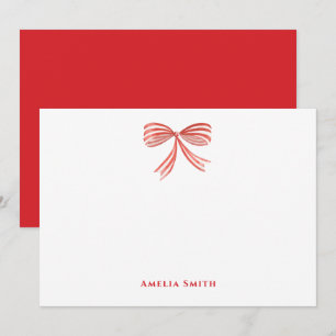 Carte De Correspondance Rouge rétro aquarelle arc joyeux Noël