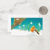 Carte De Correspondance Rouge Robin des jardins (Erithacus rubecula) & Per (Devant/Arrière en situation)