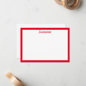 Carte De Correspondance Rouge simple et classique (Devant/Arrière en situation)