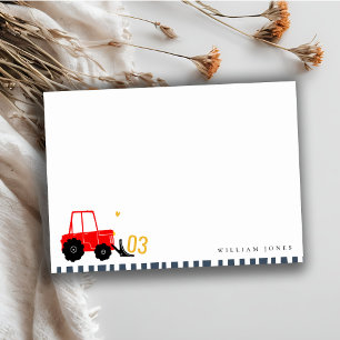 Carte De Correspondance Rouge vif jaune pelleteuse enfants de tout âge ann