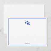 Carte De Correspondance Royal Blue Feuilles (Devant / Derrière)