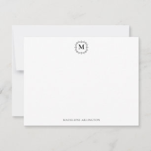 Carte De Correspondance Royal Monogram Crest Classic Noir Personnalisé