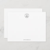 Carte De Correspondance Royal Monogram Crest Classic Noir Personnalisé (Devant / Derrière)