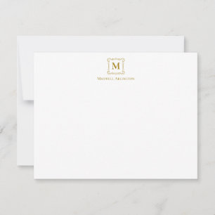 Carte De Correspondance Royal Monogram Crest Luxury Gold Personnalisé