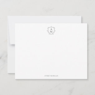 Carte De Correspondance Royal Monogram Crest Smokey Grey Personnalisé