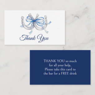 Carte De Correspondance Ruban bleu Fer à cheval Mariage Équestre remerciem
