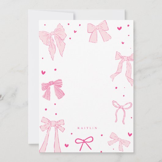 Carte De Correspondance Ruban Coquette Rose Bow (Devant)