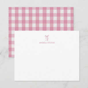 Carte De Correspondance Ruban Gingham Rose Personnalisé