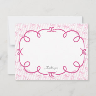Carte De Correspondance Ruban rose et rayures Merci
