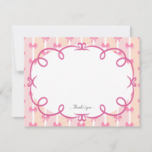 Carte De Correspondance Ruban rose et rayures Merci