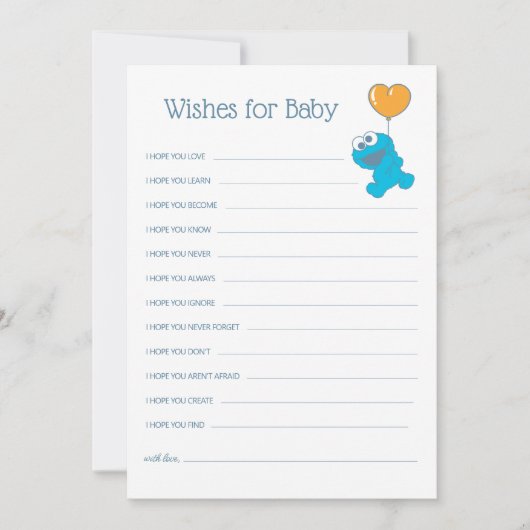 Carte De Correspondance Rue Sésame | Cookie Monster Baby shower Wings (Devant)