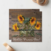 Carte De Correspondance Rustic Barn Wood Sunflower (Devant/Arrière en situation)