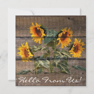Carte De Correspondance Rustic Barn Wood Sunflower