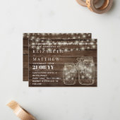 Carte De Correspondance Rustic Mason Jars allume les mariages avec Env. (Devant/Arrière en situation)