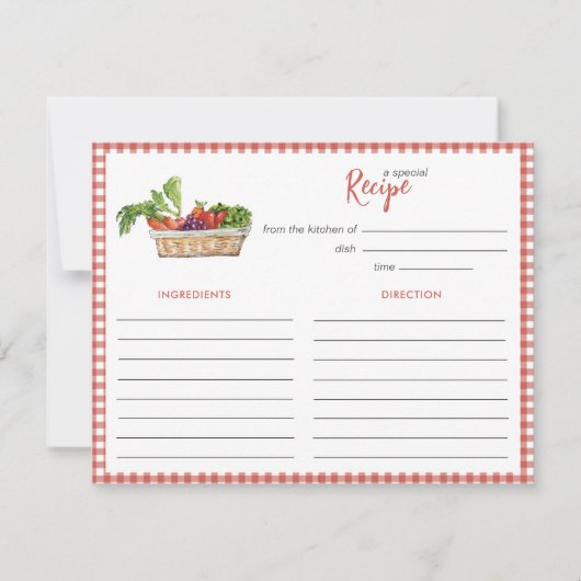 Carte De Correspondance Rustic vegetables Bridal shower Recipe card (Devant)