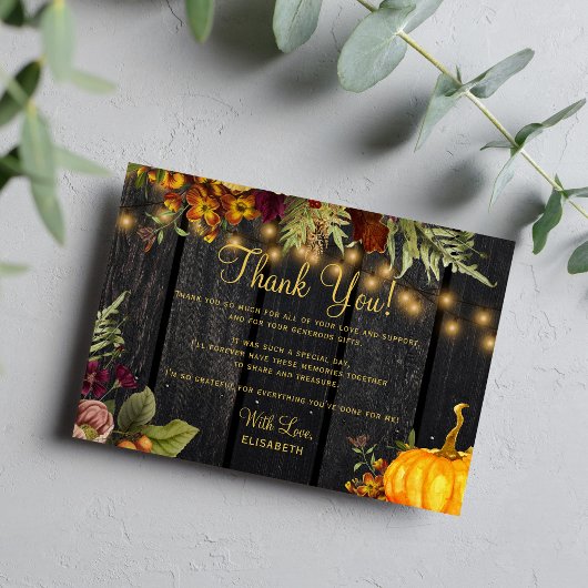 Carte De Correspondance Rustique automne automne bois floral anniversaire
