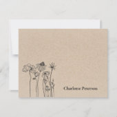 Carte De Correspondance Rustique Brown Fleur sauvage Kraft (Devant)