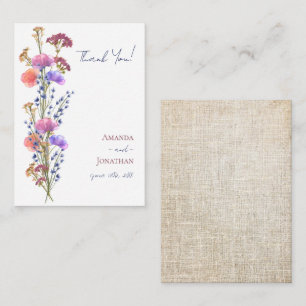 Carte De Correspondance Rustique Delicate Acrylique Mariage Floral Merci