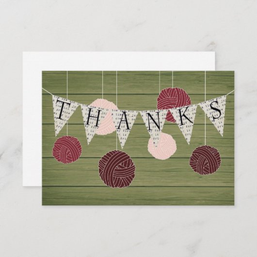 Carte De Correspondance Rustique plat merci note - thème fil (Devant / Derrière)