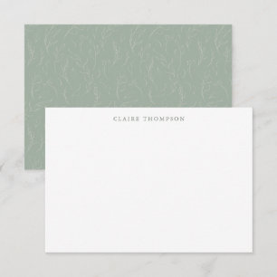 Carte De Correspondance Rustique Sage Green Botanique Nom personnalisé