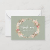 Carte De Correspondance Sage Green Budget mariage Boho wreath merci (Devant)