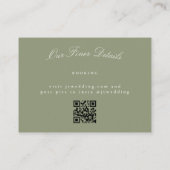 Carte De Correspondance Sage Green Elegant Mariage officiel QR CODE RSVP (Dos)