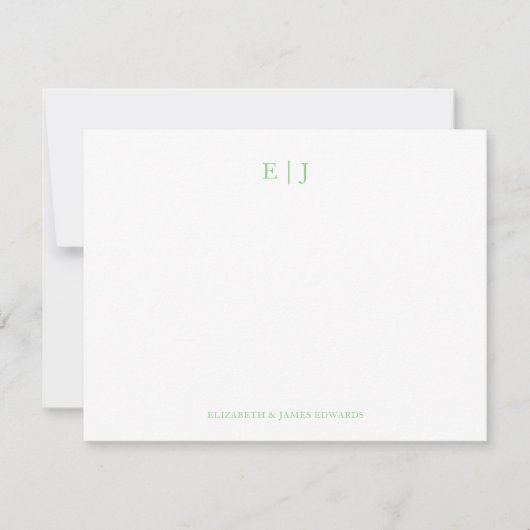 Carte De Correspondance Sage Green Monogramme Couple Initiales Personnalis (Devant)