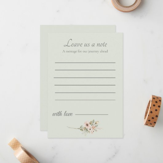 Carte De Correspondance Sage Green Wedding Keepsake Insert (Devant/Arrière en situation)