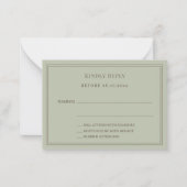 Carte De Correspondance Sage green wedding response RSVP (Devant)