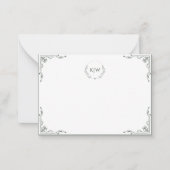 Carte De Correspondance Sage vert et blanc | Monogramme des initiales mode (Devant)