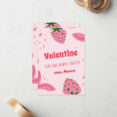 Carte De Correspondance Saint-Valentin à la Fraise Sucrée (Devant/Arrière en situation)