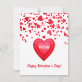 Carte De Correspondance Saint Valentin Amusants Coeurs de Confetti Rouge (Devant)