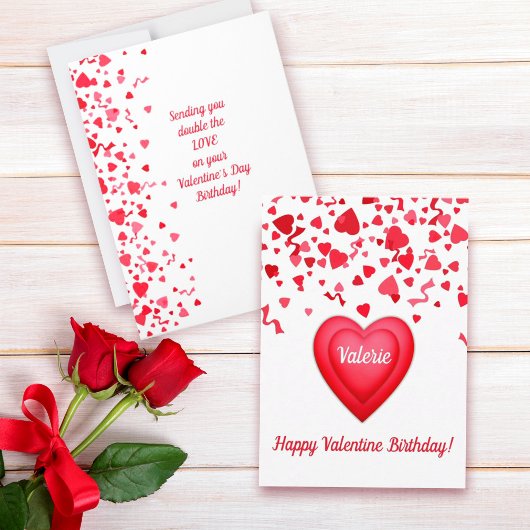 Carte De Correspondance Saint-Valentin Anniversaire Rouge moderne Coeurs C