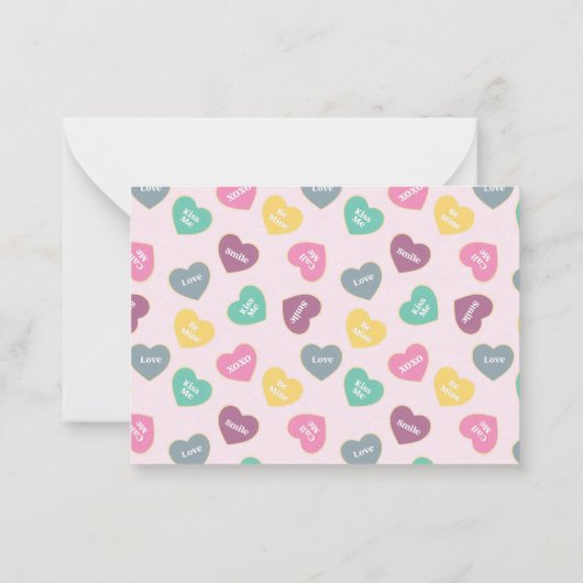 Carte De Correspondance Saint Valentin Candy Hearts Design (Dos)