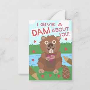 Carte De Correspondance Saint Valentin Castor Funny Kids School