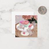 Carte De Correspondance Saint-Valentin : Chats, Coeurs Coeurs Cookies & Fl (Devant/Arrière en situation)