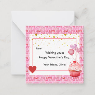 Carte De Correspondance Saint-Valentin Cupcake Sucrée pour enfants