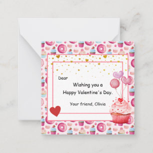 Carte De Correspondance Saint-Valentin Cupcake Sucrée pour les enfants