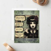 Carte De Correspondance Saint-Valentin de la Belle Fille Gothique (Devant/Arrière en situation)