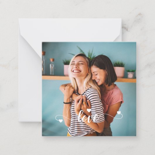 Carte De Correspondance Saint-Valentin écriture amour blanc filles avec cœ (Devant)